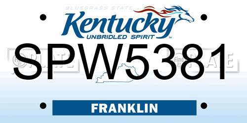 SPW5381 Kentucky License Plate