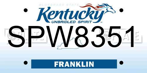 SPW8351 Kentucky License Plate