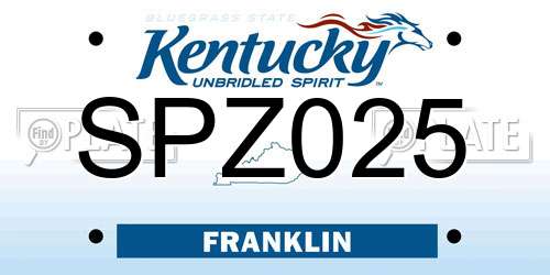 SPZ025 Kentucky License Plate