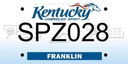SPZ028 Kentucky License Plate
