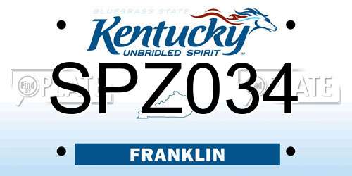 SPZ034 Kentucky License Plate