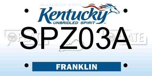 SPZ03A Kentucky License Plate