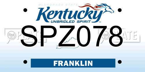 SPZ078 Kentucky License Plate