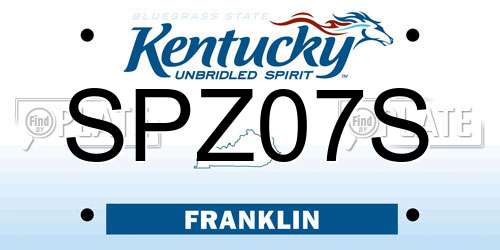 SPZ07S Kentucky License Plate