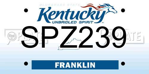 SPZ239 Kentucky License Plate