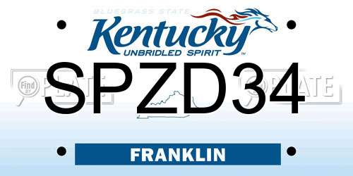 SPZD34 Kentucky License Plate