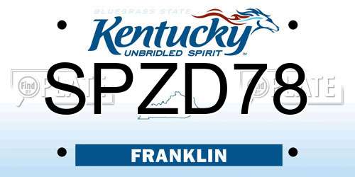 SPZD78 Kentucky License Plate