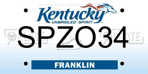 SPZO34 Kentucky License Plate