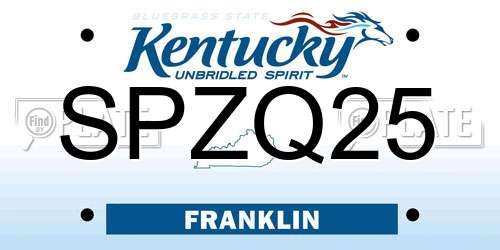 SPZQ25 Kentucky License Plate