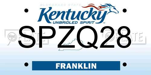 SPZQ28 Kentucky License Plate