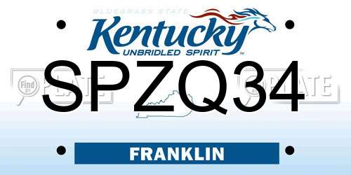 SPZQ34 Kentucky License Plate