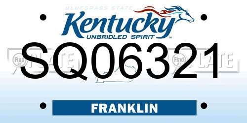 SQ06321 Kentucky License Plate