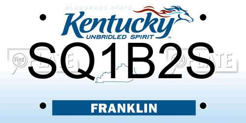 SQ1B2S Kentucky License Plate