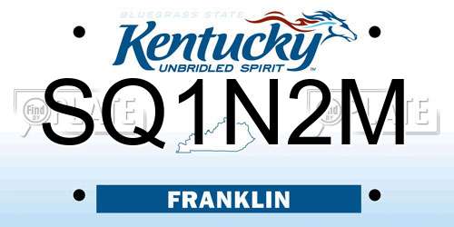 SQ1N2M Kentucky License Plate