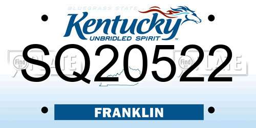 SQ20522 Kentucky License Plate
