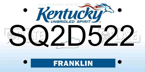 SQ2D522 Kentucky License Plate