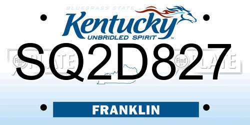 SQ2D827 Kentucky License Plate