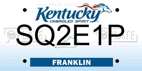 SQ2E1P Kentucky License Plate