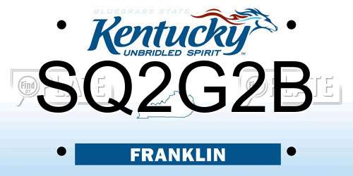 SQ2G2B Kentucky License Plate
