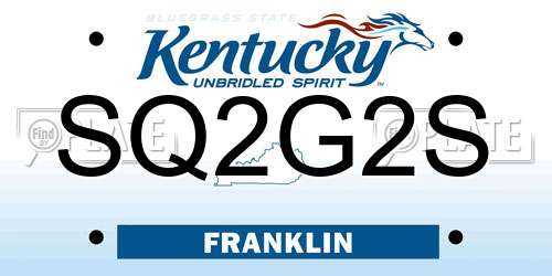 SQ2G2S Kentucky License Plate