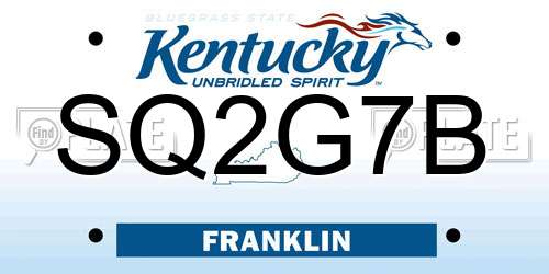 SQ2G7B Kentucky License Plate