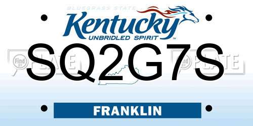 SQ2G7S Kentucky License Plate