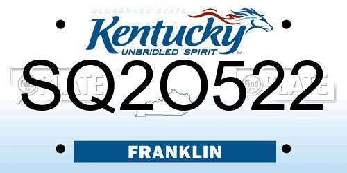 SQ2O522 Kentucky License Plate