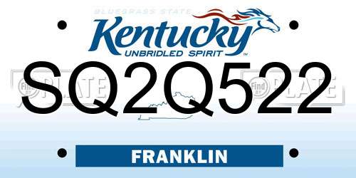 SQ2Q522 Kentucky License Plate