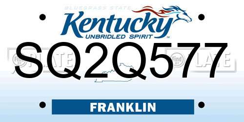 SQ2Q577 Kentucky License Plate