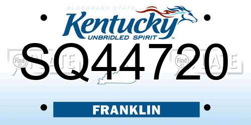 SQ44720 Kentucky License Plate