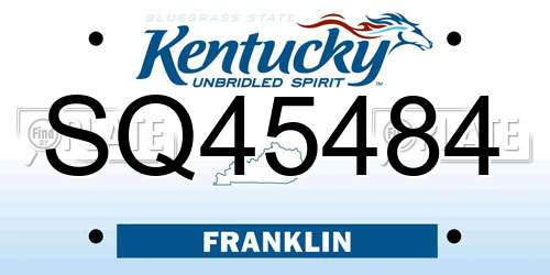 SQ45484 Kentucky License Plate