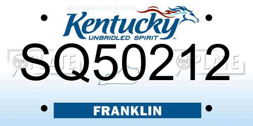 SQ50212 Kentucky License Plate