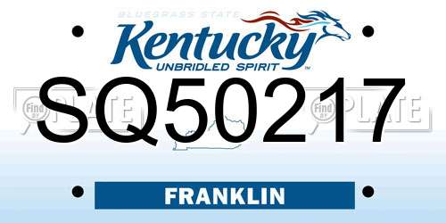 SQ50217 Kentucky License Plate