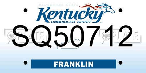 SQ50712 Kentucky License Plate