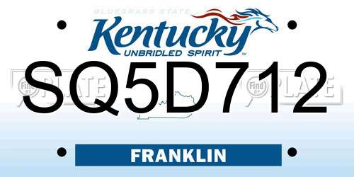 SQ5D712 Kentucky License Plate