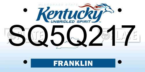 SQ5Q217 Kentucky License Plate