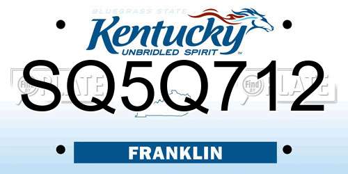 SQ5Q712 Kentucky License Plate