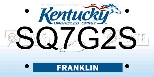 SQ7G2S Kentucky License Plate
