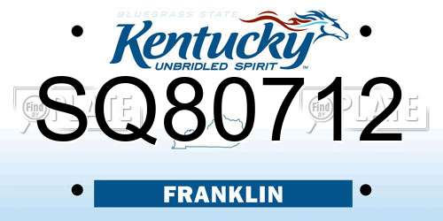 SQ80712 Kentucky License Plate