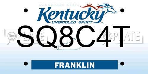 SQ8C4T Kentucky License Plate