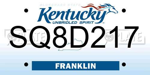 SQ8D217 Kentucky License Plate