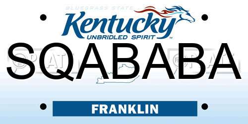 SQABABA Kentucky License Plate
