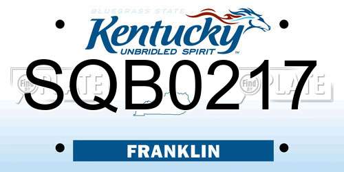 SQB0217 Kentucky License Plate