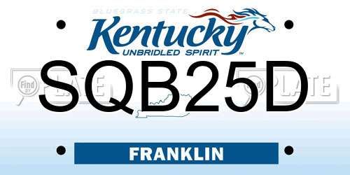 SQB25D Kentucky License Plate
