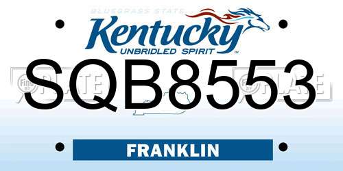SQB8553 Kentucky License Plate