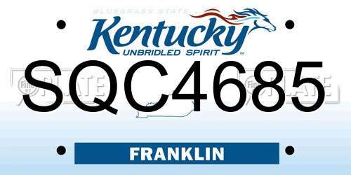 SQC4685 Kentucky License Plate