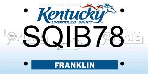SQIB78 Kentucky License Plate
