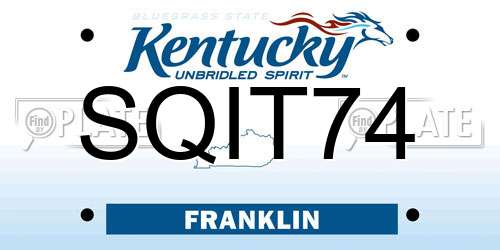 SQIT74 Kentucky License Plate
