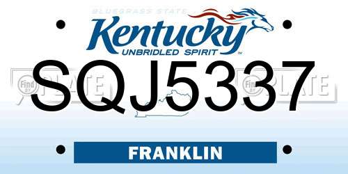 SQJ5337 Kentucky License Plate