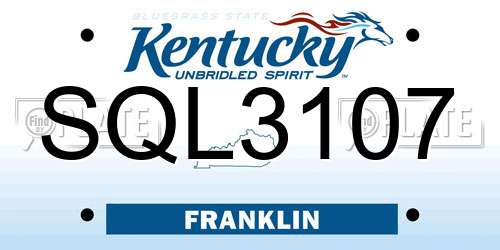 SQL3107 Kentucky License Plate